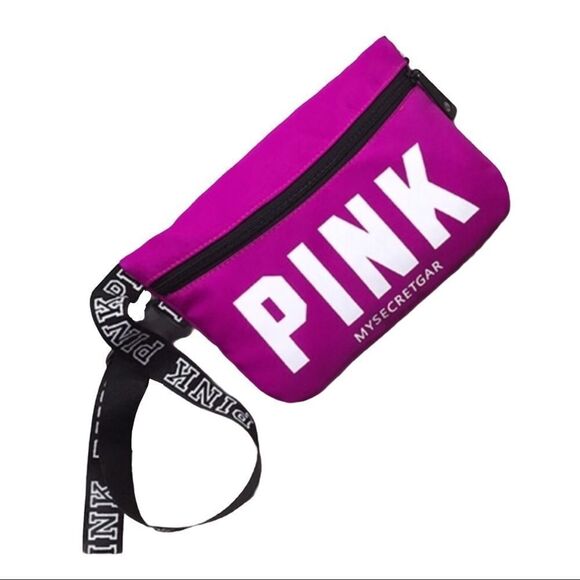 Purple and White Logo PINK Fanny Bag Wide Adjustable Strap Crossbody Bag NEW - Picture 3 of 3